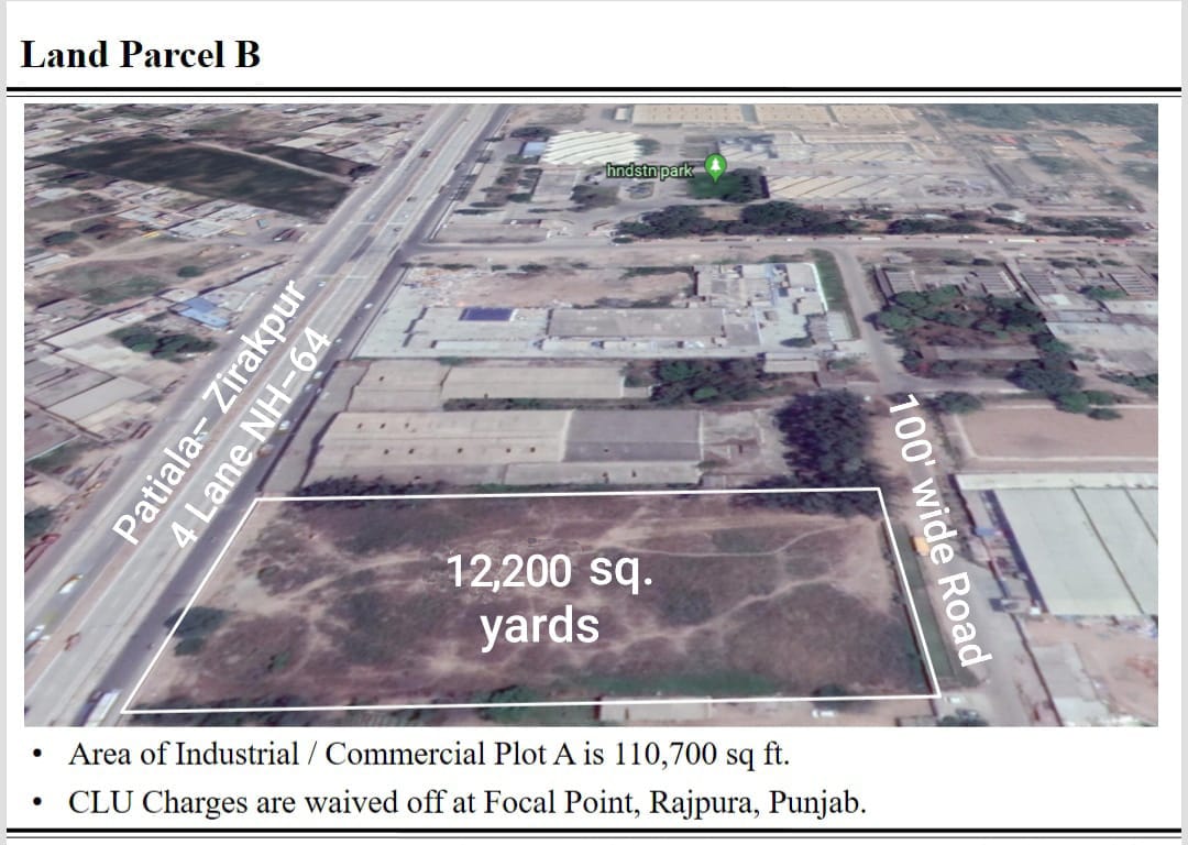 Industrial plot for sale at Rajpura Punjab