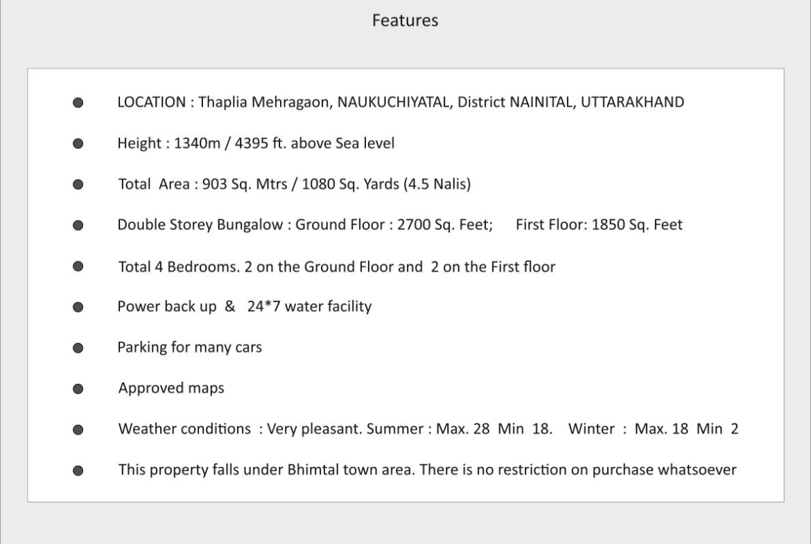 Beautiful Bungalow For Sale Naukuchiatal Near Bhimtal, Nainital, Uttarakhand