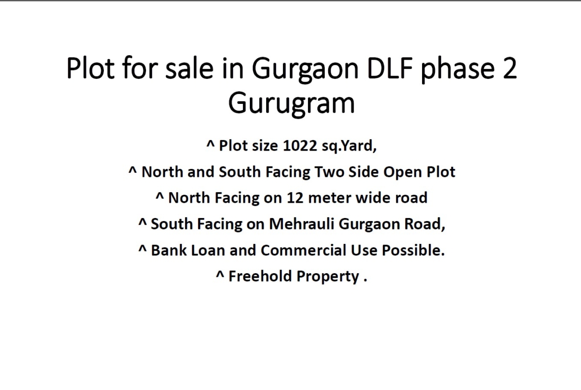 Plot for sale in Gurgaon DLF phase 2 Gurugram
